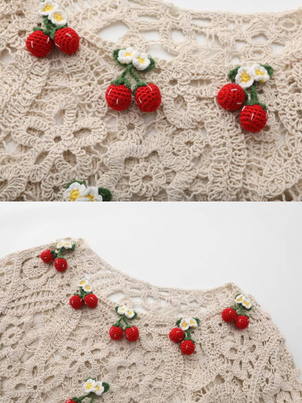 Cherry Garden Crochet Lace Blouse