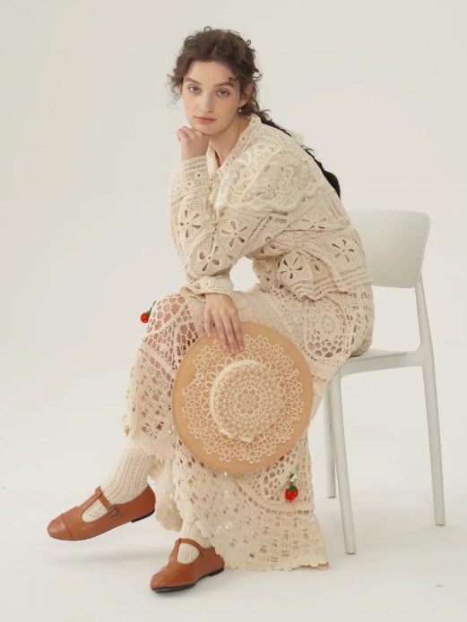 Vintage Lace Collar Crochet Blouse