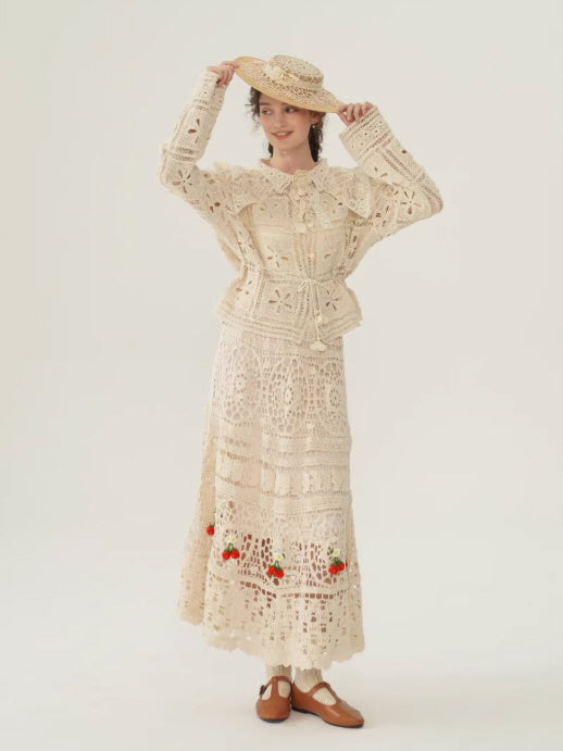 Vintage Lace Collar Crochet Blouse