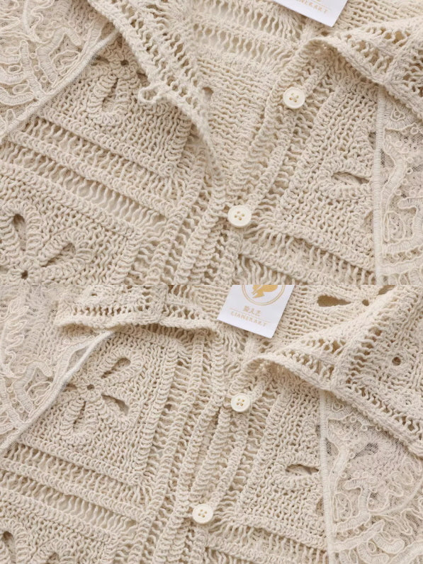 Vintage Lace Collar Crochet Blouse