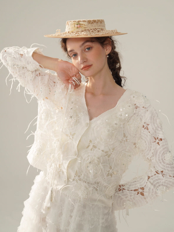 Vintage Lace Collar Crochet Blouse