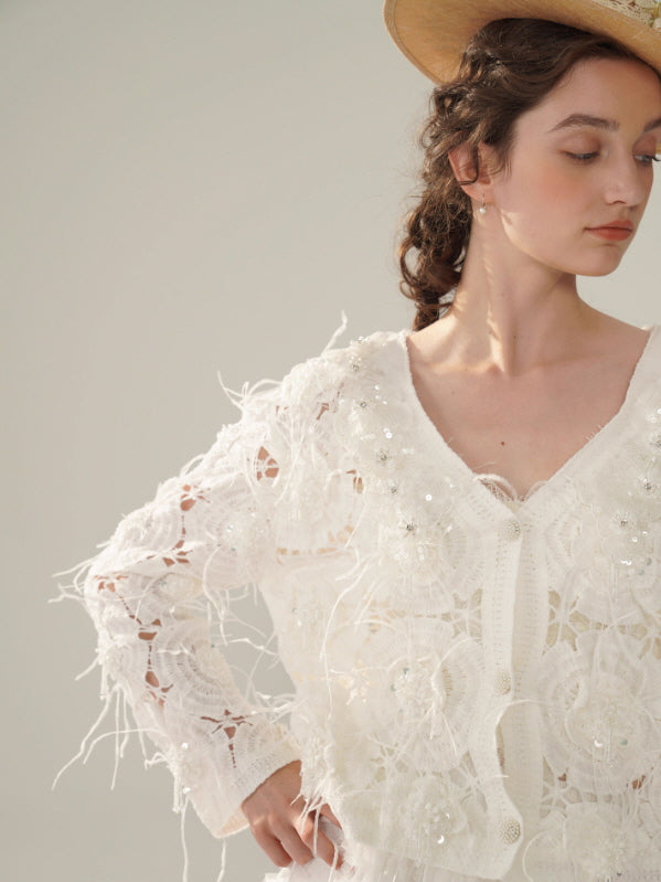 Vintage Lace Collar Crochet Blouse