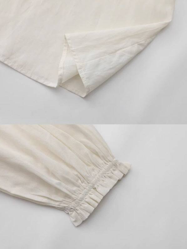 Embroidered Vintage Collar Cotton Blouse