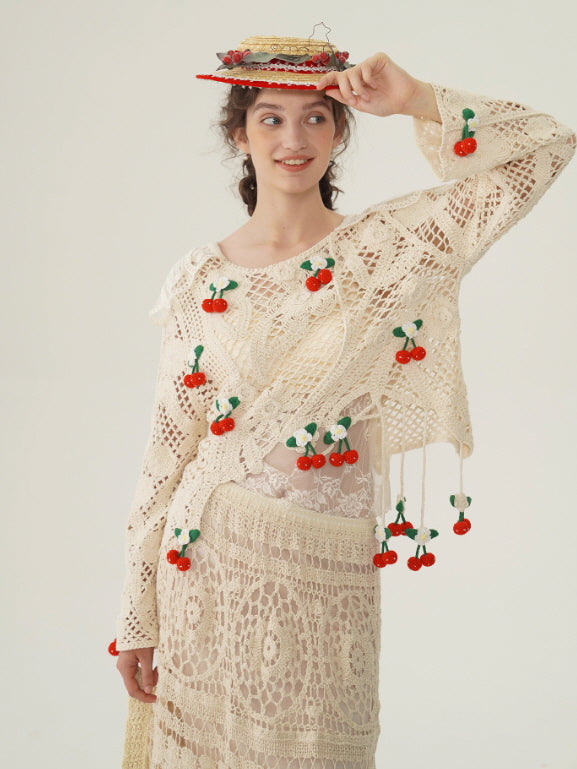 Cherry Crochet Garden Blouse