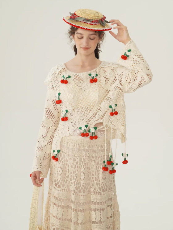 Cherry Crochet Garden Blouse