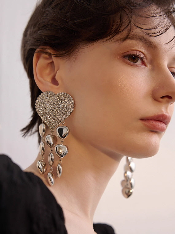 Midnight Heart Crystal Drop Earrings