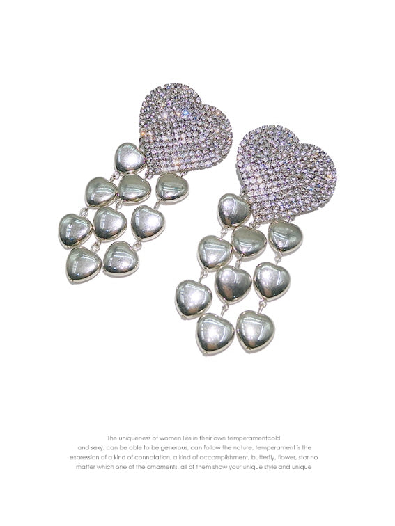 Midnight Heart Crystal Drop Earrings