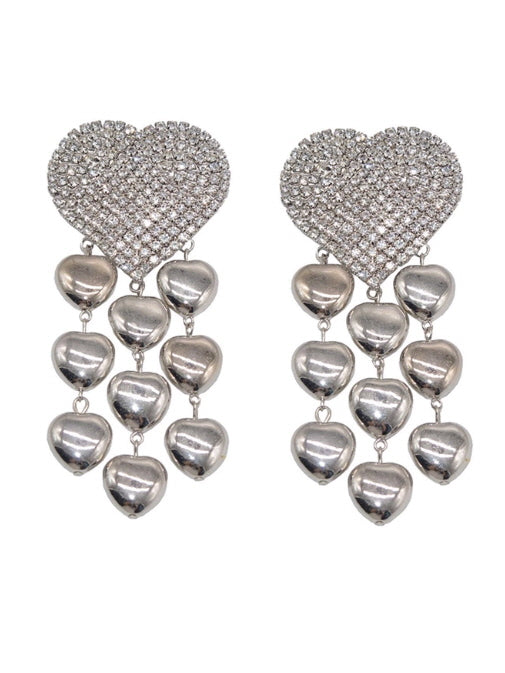 Midnight Heart Crystal Drop Earrings