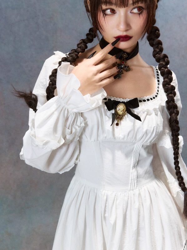 Victorian Ribbon Cameo Dress