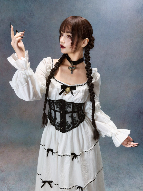 Victorian Ribbon Cameo Dress