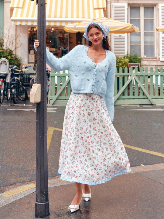 Blue Ribbon Vintage Floral Long Dress