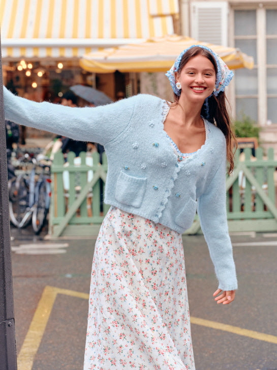 Blue Ribbon Vintage Floral Long Dress