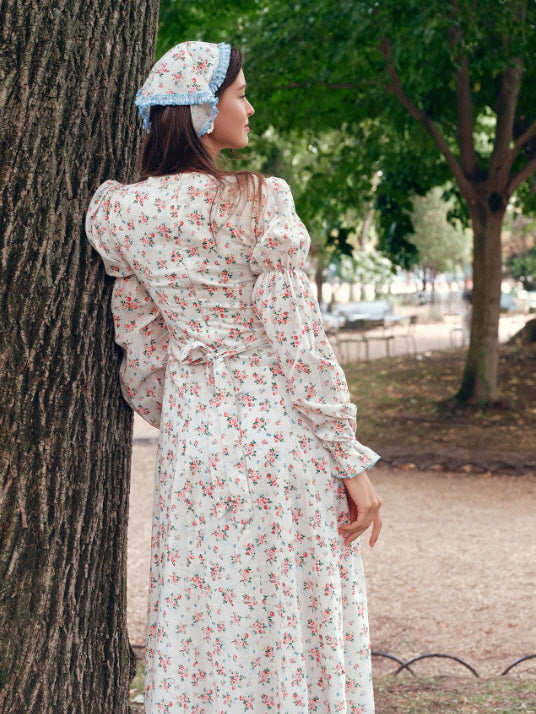 Blue Ribbon Vintage Floral Long Dress