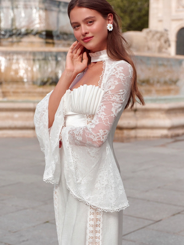 White Swan Lace Chiffon Dress