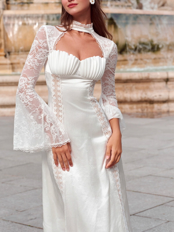 White Swan Lace Chiffon Dress