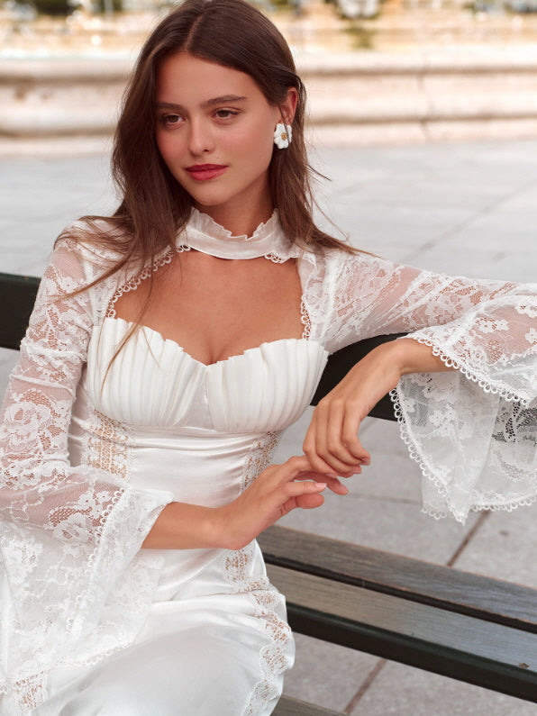 White Swan Lace Chiffon Dress