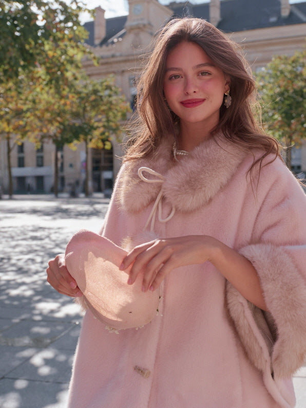 Whisper Fur Trim Cape Coat