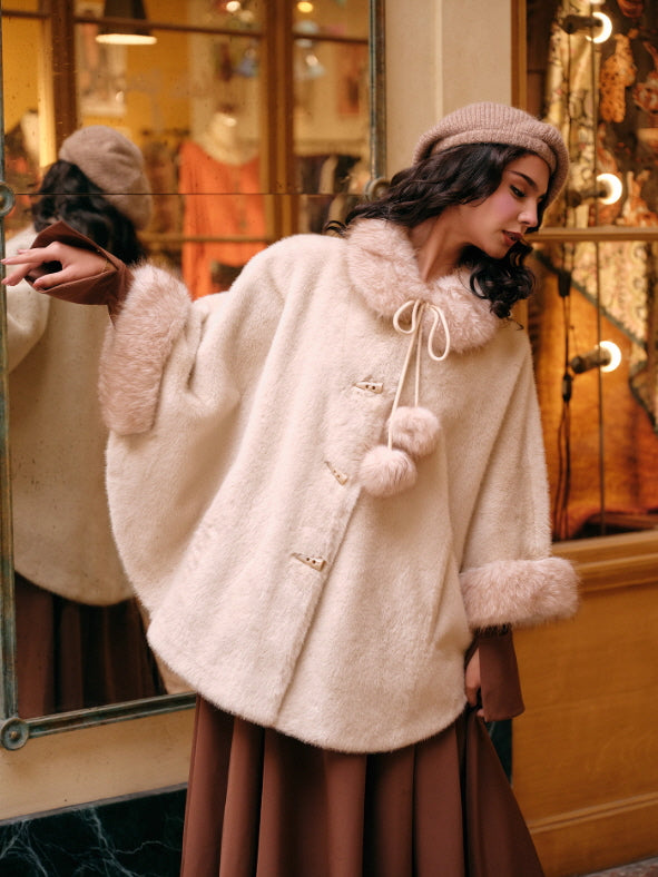 Whisper Fur Trim Cape Coat