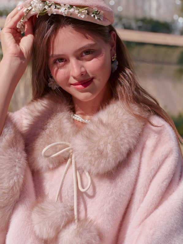 Whisper Fur Trim Cape Coat