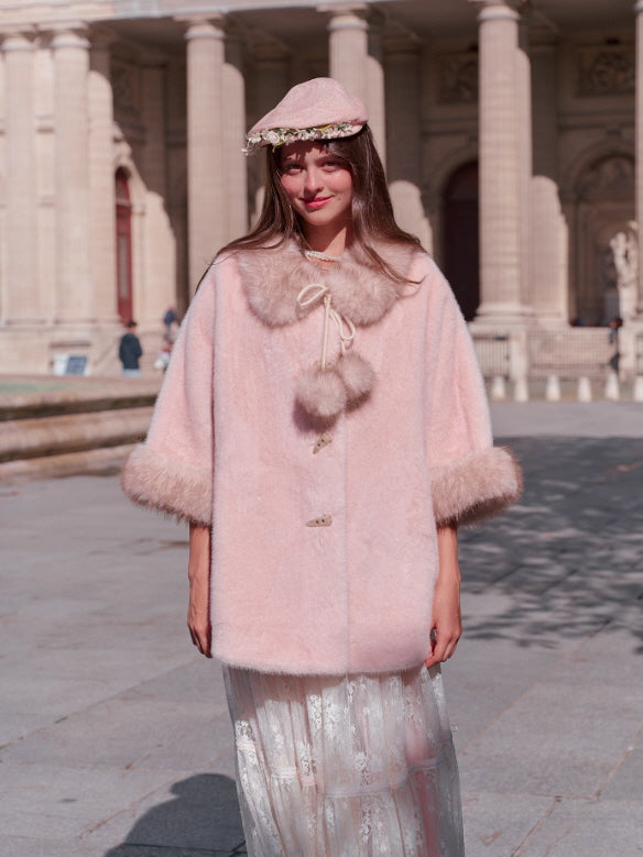 Whisper Fur Trim Cape Coat