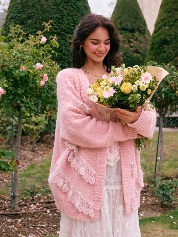 Lace Whisper Romantic Knit Cardigan – Vintage Lace Knitwear