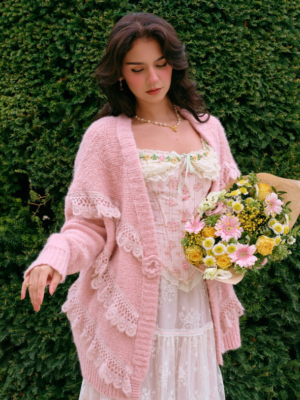 Lace Whisper Romantic Knit Cardigan – Vintage Lace Knitwear