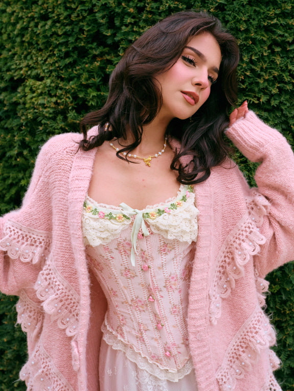 Lace Whisper Romantic Knit Cardigan – Vintage Lace Knitwear Lace Whisper Romantic Knit Cardigan – Vintage Lace Knitwear