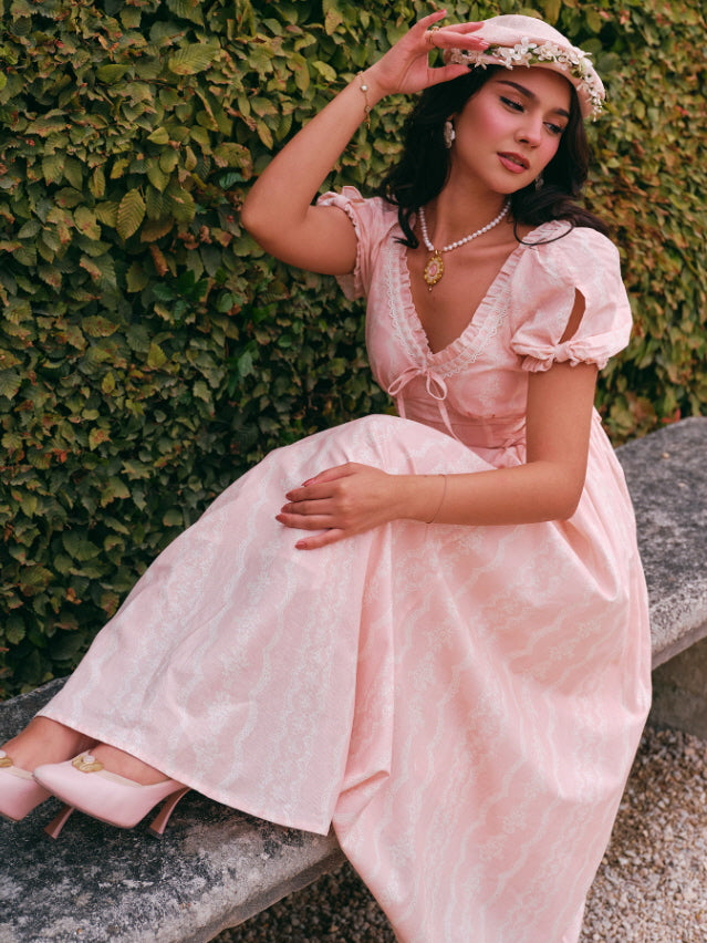 Blush Rose Corset Ribbon Dress