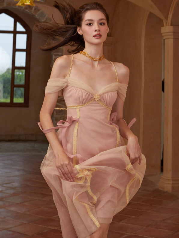 Blush Ribbon Tulle Fairytale Dress