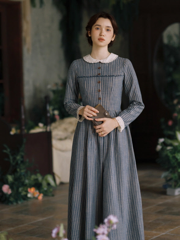 Blue Stripe Linen Vintage Story Dress