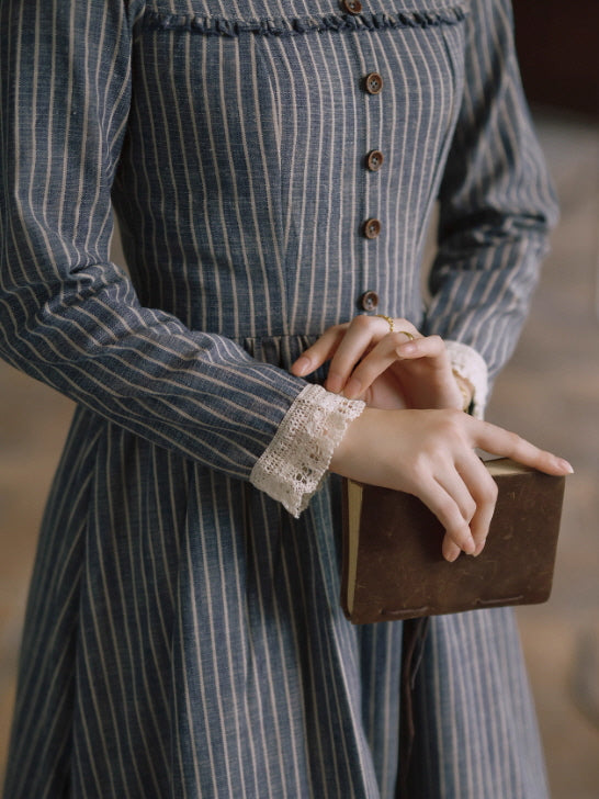 Blue Stripe Linen Vintage Story Dress
