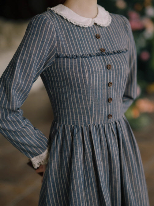 Blue Stripe Linen Vintage Story Dress