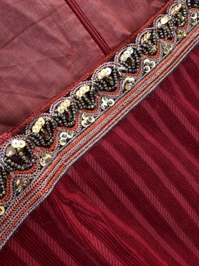 Crimson Velvet Embroidered Renaissance Dress