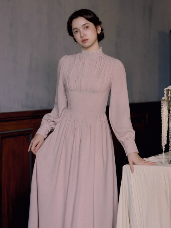 Blush Garden High Neck Vintage Dress