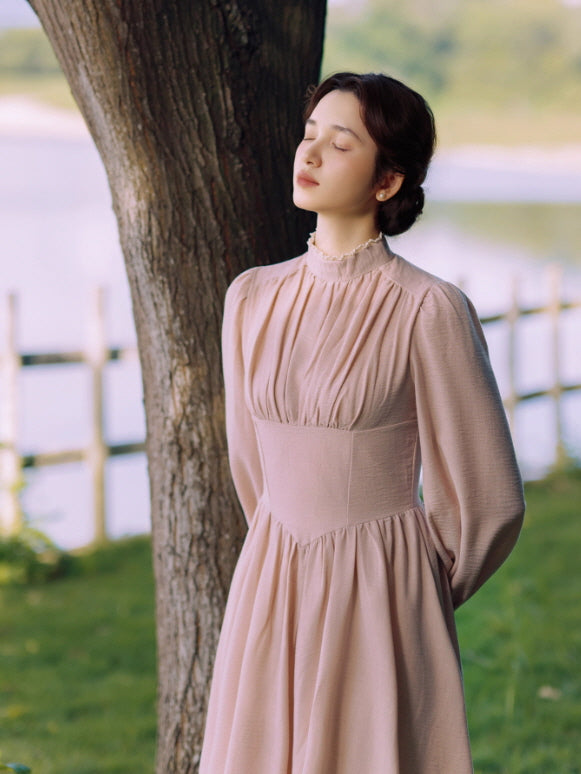 Blush Garden High Neck Vintage Dress