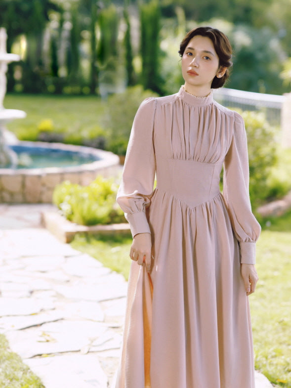 Blush Garden High Neck Vintage Dress
