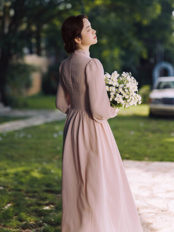 Blush Garden High Neck Vintage Dress
