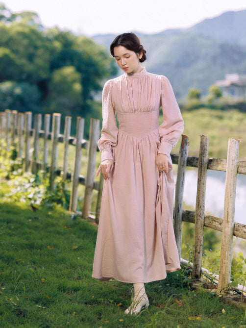 Blush Garden High Neck Vintage Dress