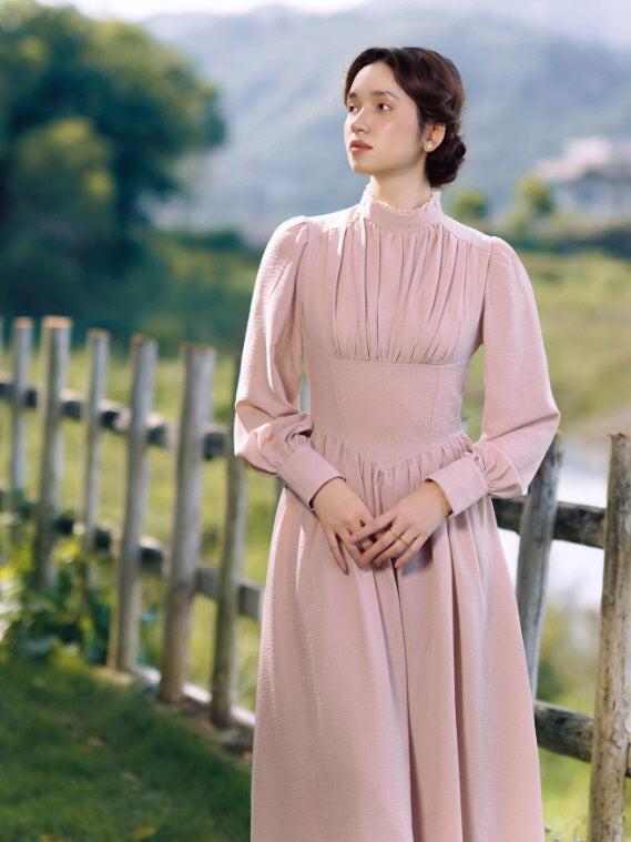 Blush Garden High Neck Vintage Dress
