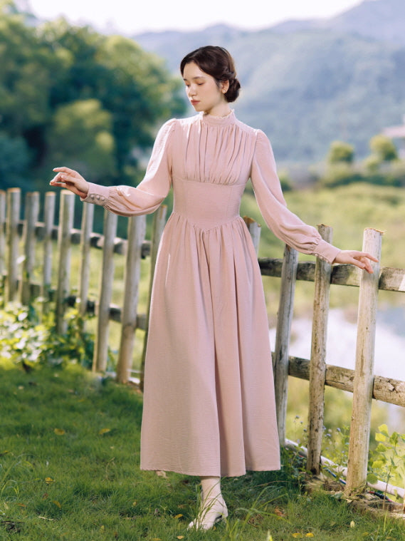 Blush Garden High Neck Vintage Dress
