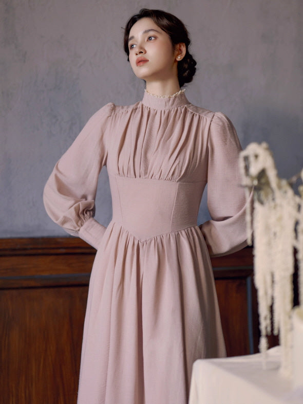 Blush Garden High Neck Vintage Dress