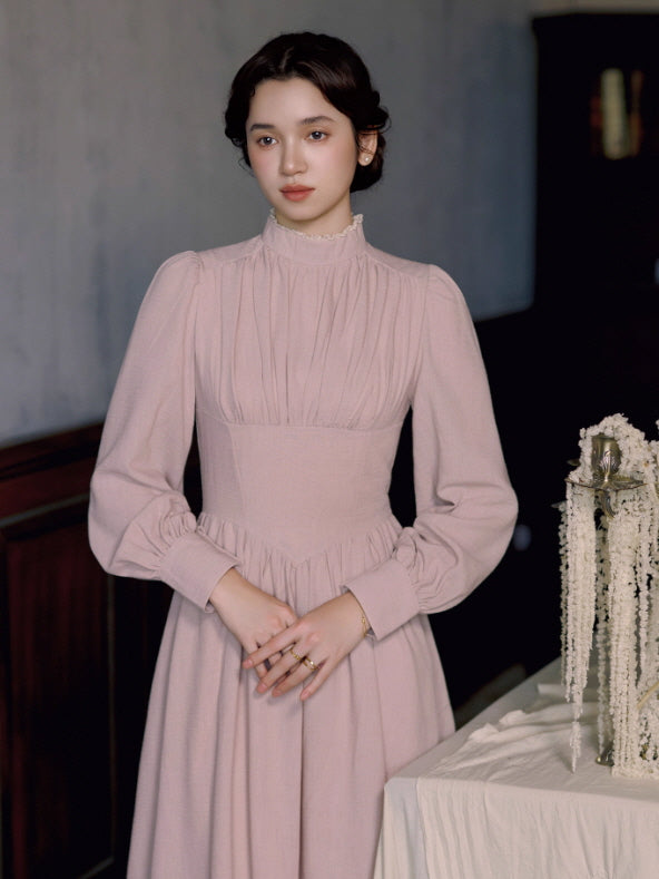 Blush Garden High Neck Vintage Dress