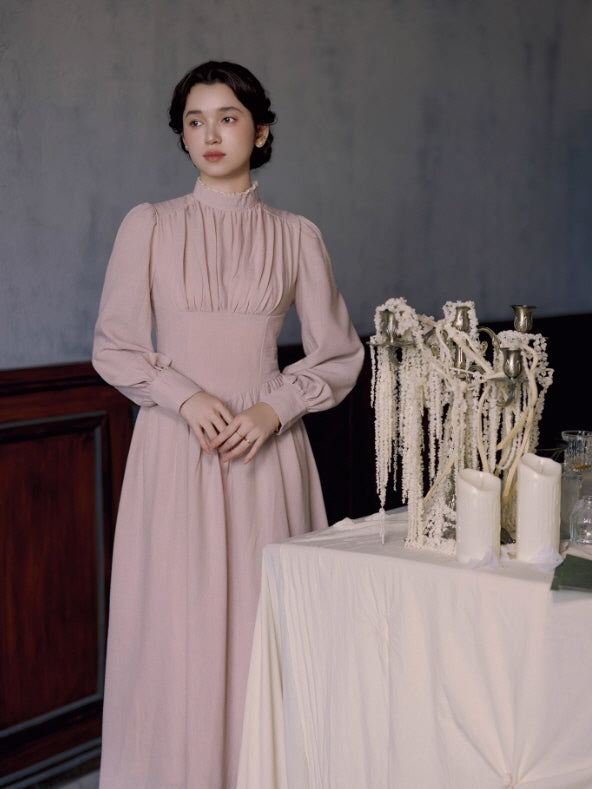 Blush Garden High Neck Vintage Dress