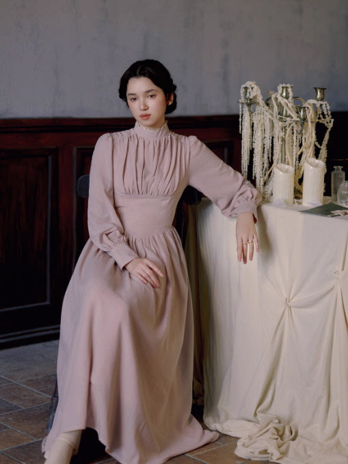 Blush Garden High Neck Vintage Dress