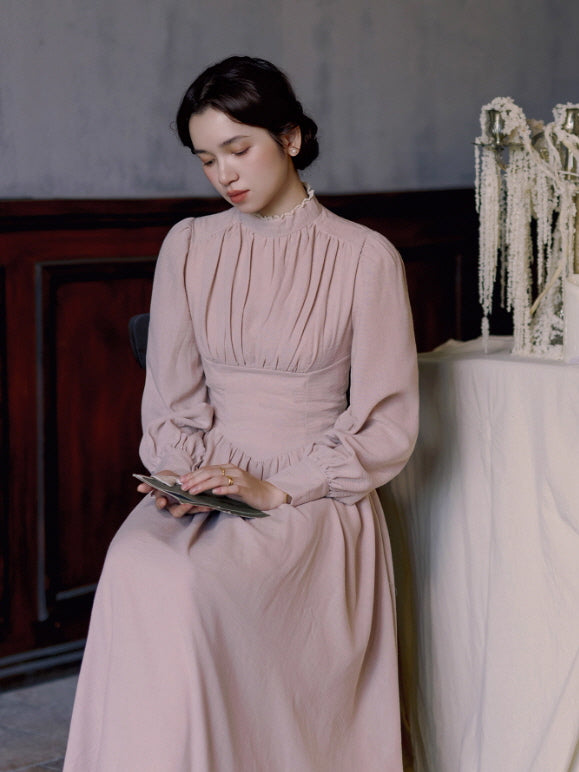 Blush Garden High Neck Vintage Dress