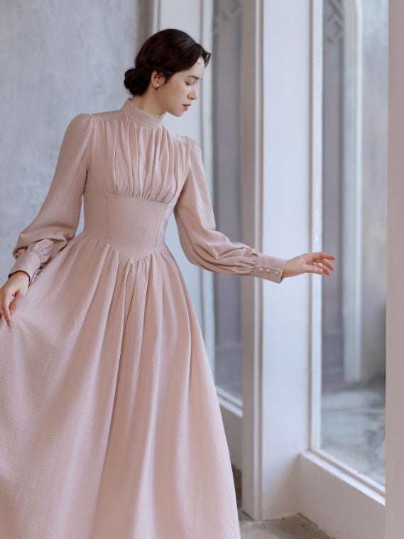 Blush Garden High Neck Vintage Dress