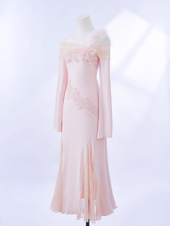 Rose Elegance Off-Shoulder Lace Dress