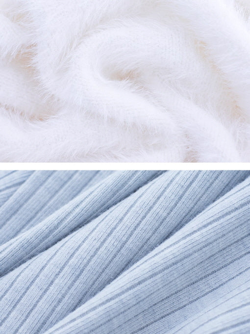 Frosted Ribbon Knit Dress & Cardigan