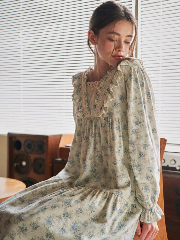 Blue Garden Vintage Lace Nightgown