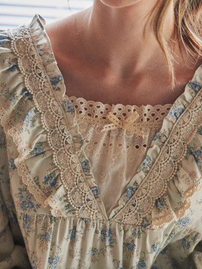 Blue Garden Vintage Lace Nightgown
